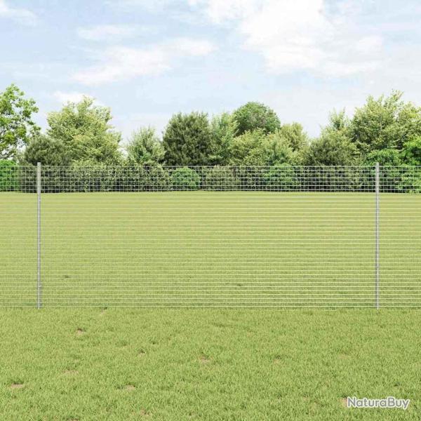 Cl�ture en Fil Soud� avec 44 Potes U Argent 1x50 m Acier