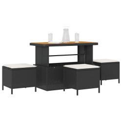 Ensemble de salle &agrave; manger pour jardin Noir polyrotin