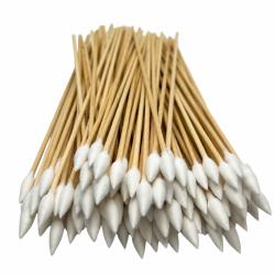 Lot 100 b&acirc;tonnets pour nettoyage d'armes avec bout pointu en coton