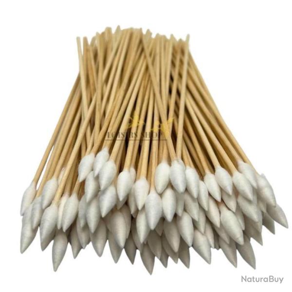 Lot 100 b�tonnets pour nettoyage d'armes avec bout pointu en coton