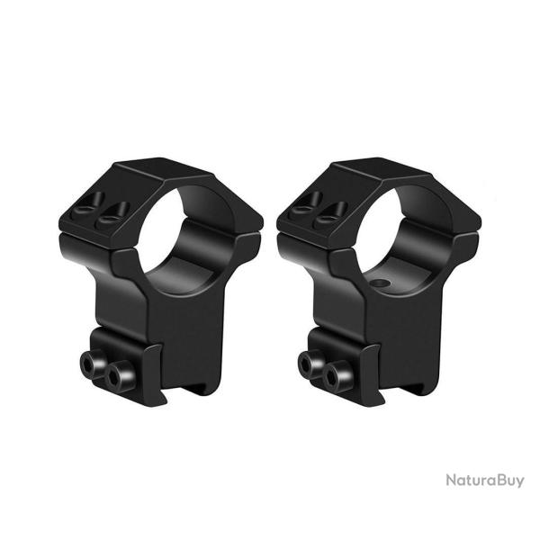 Lot de 2 colliers de montage hauts pour lunette de vise 25,4 mm - Rail 11 mm