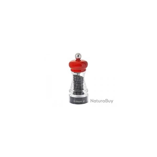 Moulin  pices De Buyer HIP-HOP 11 cm, htre  laqu rouge et acrylique.