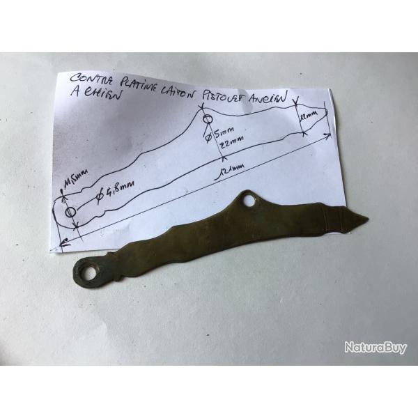 VENDU PAR LE-CUIRASSIER CONTRE PLATINE LAITON  POUR PISTOLET  SILEX OU PERCUSSION