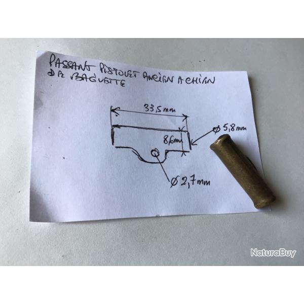 VENDU PAR LE-CUIRASSIER PASSANT EN LAITON DE BAGUETTE  PISTOLET ANCIEN