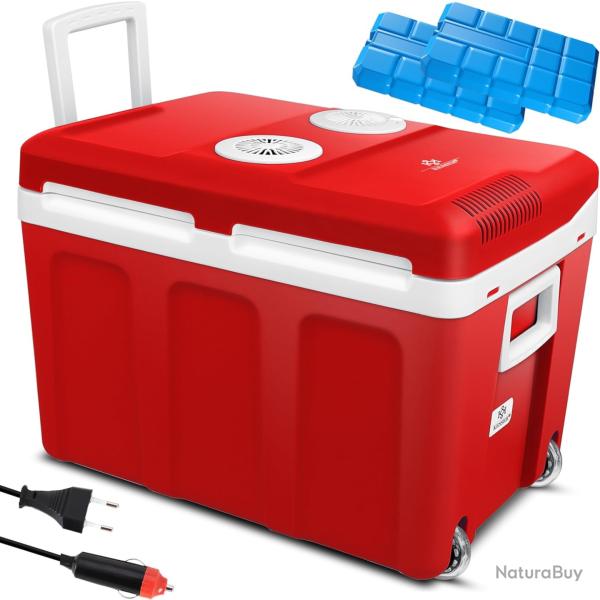 Glaci�re � roulettes 40L, 12 Volts et 230 Volts, Mini-r�frig�rateur, Thermobox pour Voiture