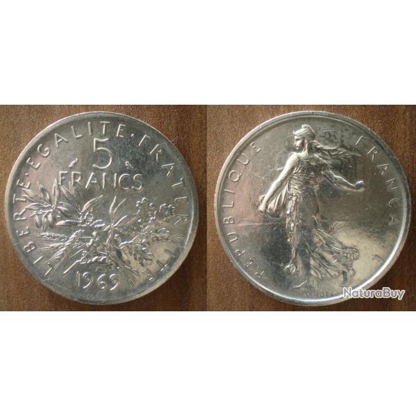 France 5 Francs 1969 Semeuse Piece Argent Frcs Frs Frc