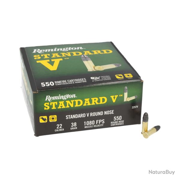 Balles  Remington C/22lr Standard V 38 grains t�te arrondie plomb. Lot 2 Packs de 550 cartouches.