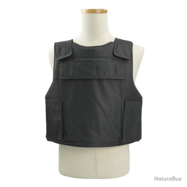 GILET PARE BALLES 3A NOIR + 2 PLAQUES POLYETHYLENE 3+ CONTRE LES ARMES DE GUERRE