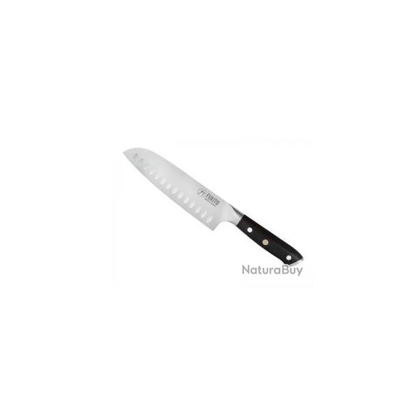 Couteau Santoku Fukito EBENE X50 lame alvole 18 cm acier X50CrMoV15
