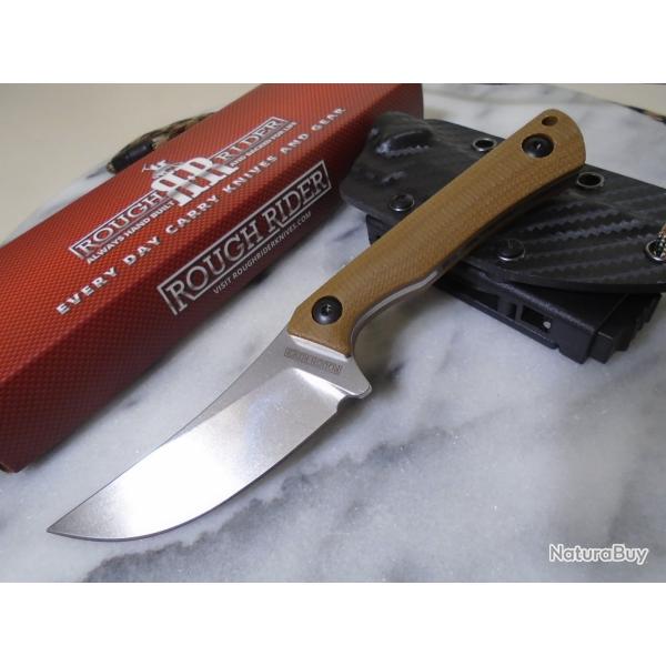 Couteau Skinner Rough Ryder Lame Acier 440 Manche G10 Brown Etui Kydex RR2709