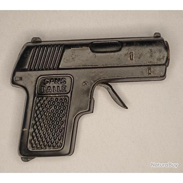 Pistolet jouet � bouchon JEP en t�le vintage 50/60 n�12
