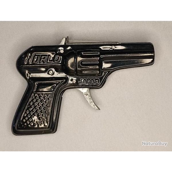 Pistolet jouet � amorce en t�le WORLD Japan vintage 70/80 n�13