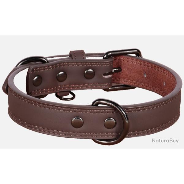 Collier pour Chien en Cuir V�ritable Souple, Durable Confortable 43-53 cm marron