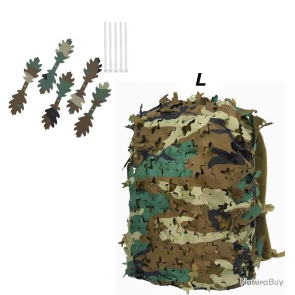 Housse de Sac  Dos 3D Camouflage Feuille - Chasse, Airsoft, Paintball, Outdoor Jungle L