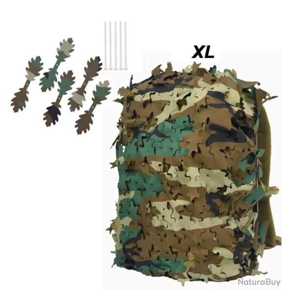 Housse de Sac  Dos 3D Camouflage Feuille - Chasse, Airsoft, Paintball, Outdoor Jungle XL