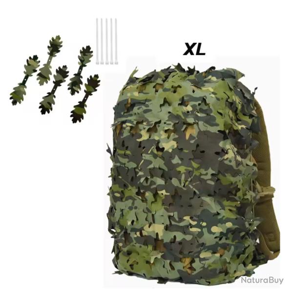 Housse de Sac  Dos 3D Camouflage Feuille - Chasse, Airsoft, Paintball, Outdoor CP XL