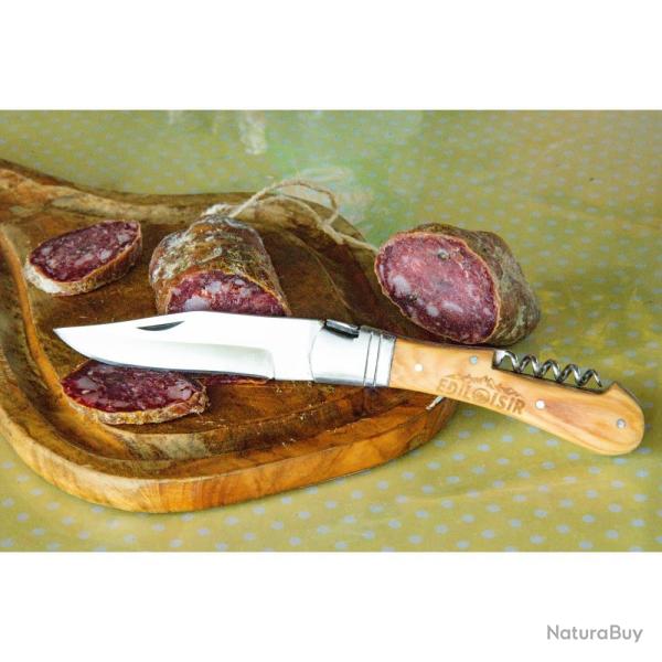 COUTEAU PLIANT MANCHE OLIVIER + TIRE BOUCHON