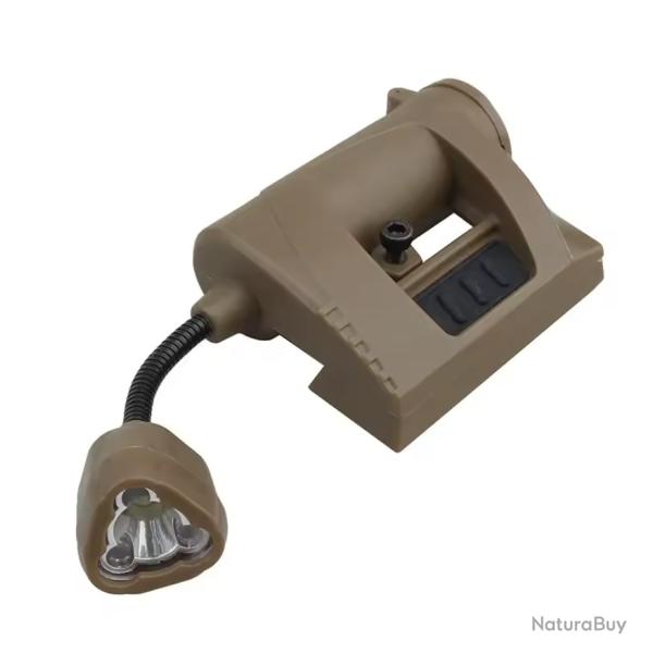 Lampe Tactique pour Casque 3 Modes LED Montage Rail ARC  Airsoft Chasse Militaire Tan