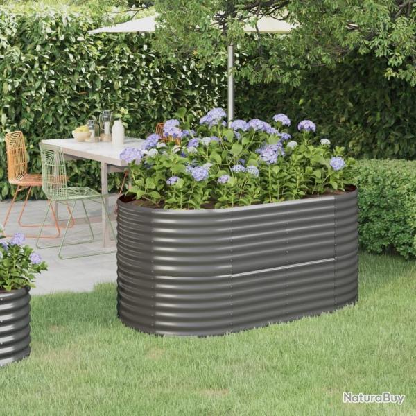 Lit sur�lev� de jardin Acier enduit de poudre 152x80x68 cm gris