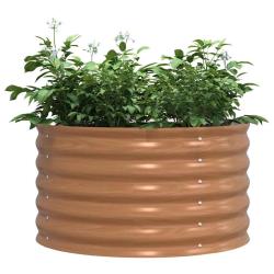 Lit de jardin sur&eacute;lev&eacute; marron avec finition bois 80x80x44 cm en acier