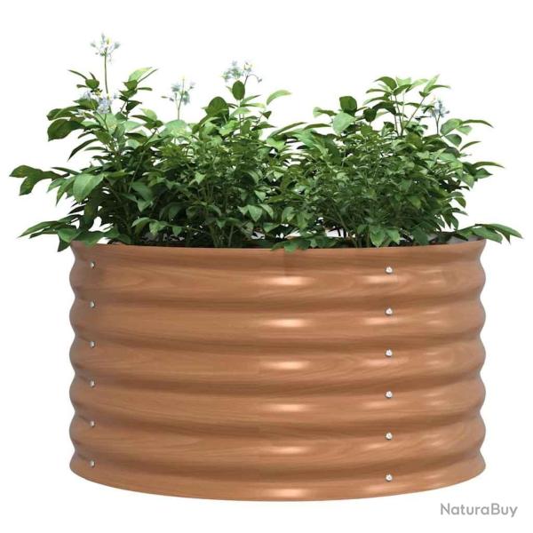 Lit de jardin sur�lev� marron avec finition bois 80x80x44 cm en acier