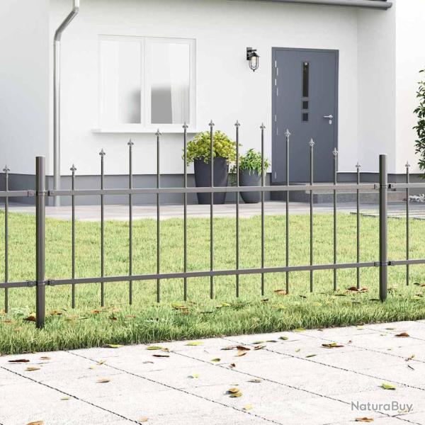 Cl�ture de jardin gris avec arc, 8,5 x 0,75 m en acier.