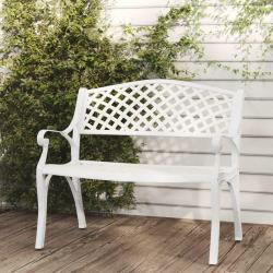 Banc de jardin 102 cm aluminium coul&eacute; blanc