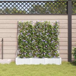 Jardini&egrave;re avec treillis 3 pcs Blanc 120x40x125.5 cm