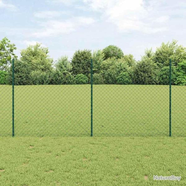 Cl�ture en treillis avec 10 poteaux en U verts, 1,2 x 10 m en acier