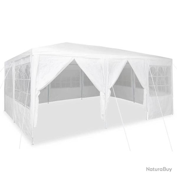 Tente de fte avec 10 panneaux latraux blancs 6x4 m PE