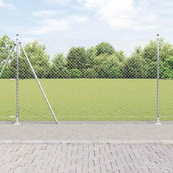 Jeu de Poteaux de Cl�ture Argent 10 x 1.4 m Acier galvanis�