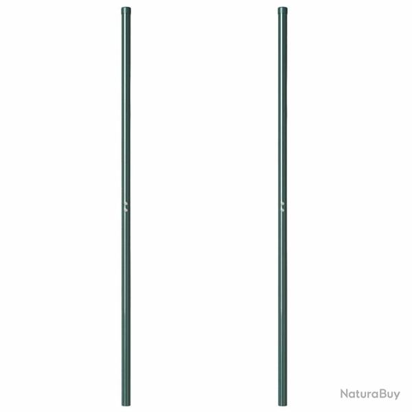 Poteaux de cl�ture 2 pcs Vert 210 cm Acier peint par poudre