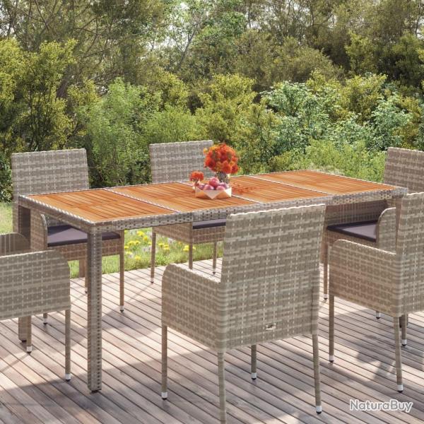 Table de jardin dessus en bois Gris 190x90x75 cm R�sine tress�e
