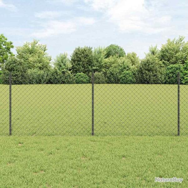 Cl�ture en maillon de cha�ne avec 22 poteaux en U gris 0,8x25 m en acier