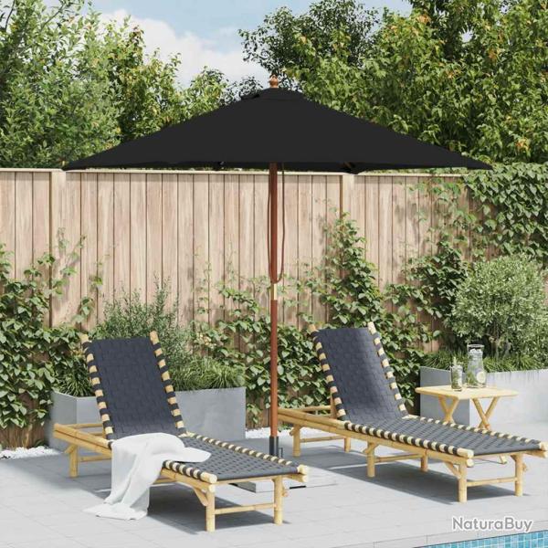 Parasol de jardin avec mt en bois noir 150x200 cm