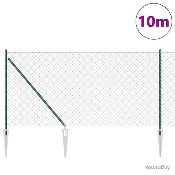 Jeu de Poteaux de Cl�ture Vert 1 x 10 m