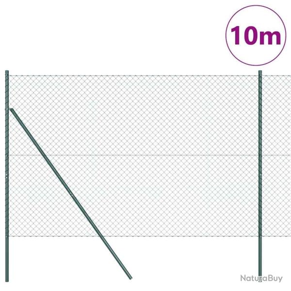 Jeu de Poteaux de Cl�ture Vert 1.6 x 10 m Acier galvanis�