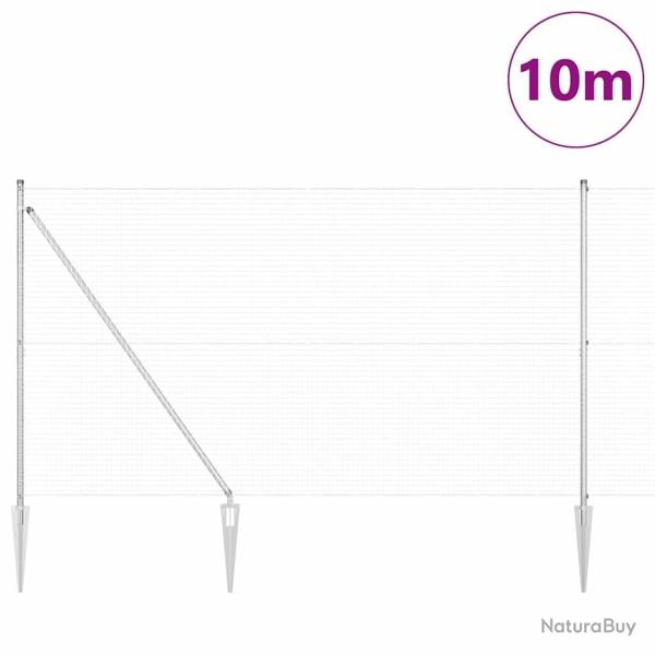 Ensemble de Poteaux de Cl�ture Lot de 2 Acier galvanis� 10 x 1.5 m