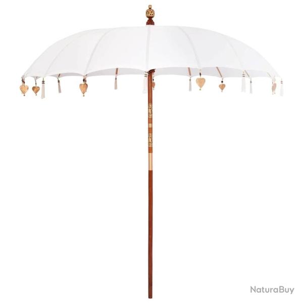 Parasol Crme x 250 cm Coton et bois massif