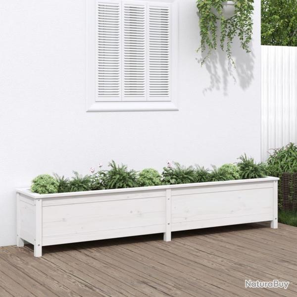 Lit sur�lev� de jardin blanc 199,5x40x39 cm bois de pin massif