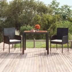 Table de jardin dessus en bois Noir 90x90x75 cm R&eacute;sine tress&eacute;e