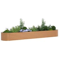 Lit de Jardin Sur&eacute;lev&eacute; Brun avec Aspect Bois 400x80x44 cm en Acier