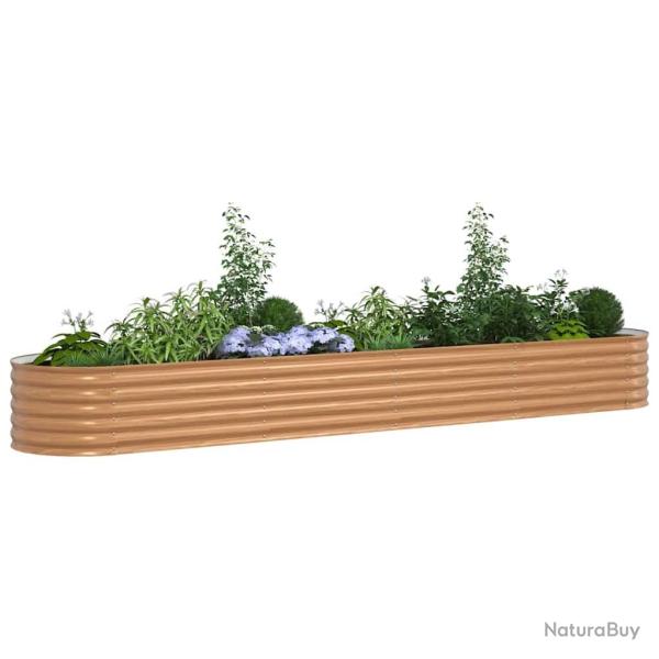 Lit de Jardin Sur�lev� Brun avec Aspect Bois 400x80x44 cm en Acier