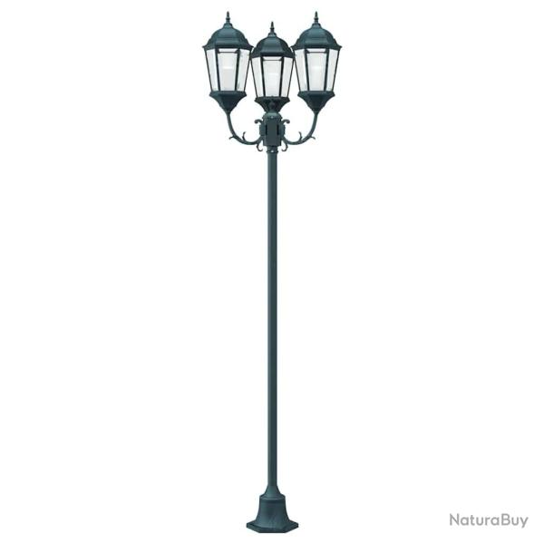 Lampadaire de jardin 3 lampes E27 Vert 220 cm Aluminium
