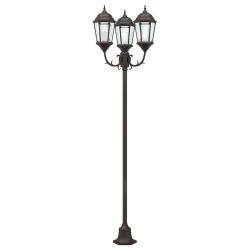 Poteau de lumi&egrave;re de jardin 3 lampes E27 Bronze 220 cm Aluminium