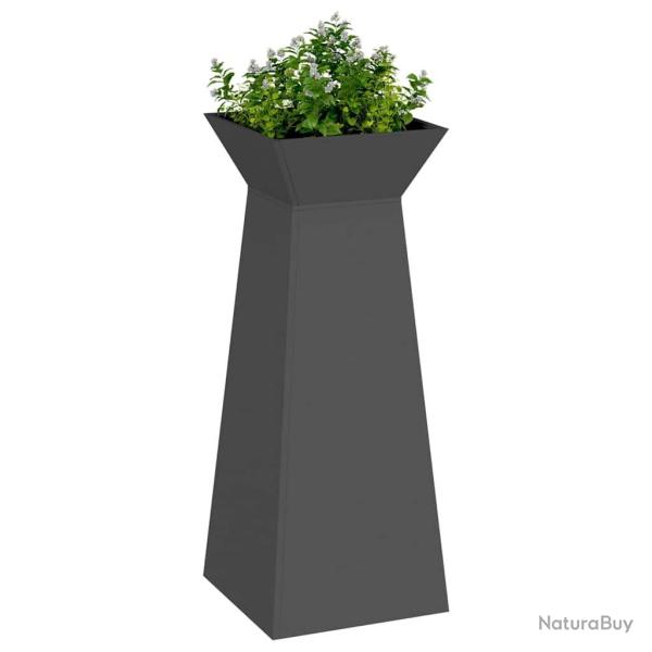 Jardini�res en Pilier de Jardin , 2 pcs avec bol noir, dimensions 40x40x100 cm, en acier.