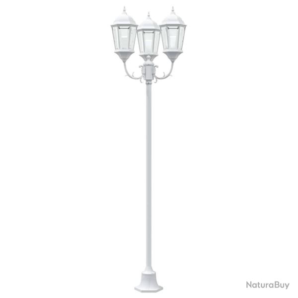 Lampadaire de jardin 3 lampes E27 Blanc 220 cm Aluminium