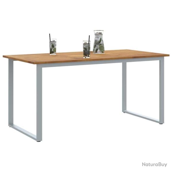 Table de Salle � Manger d'ext�rieur Grise 160x80x75 cm en Acier et Bois Solide d'Acacia