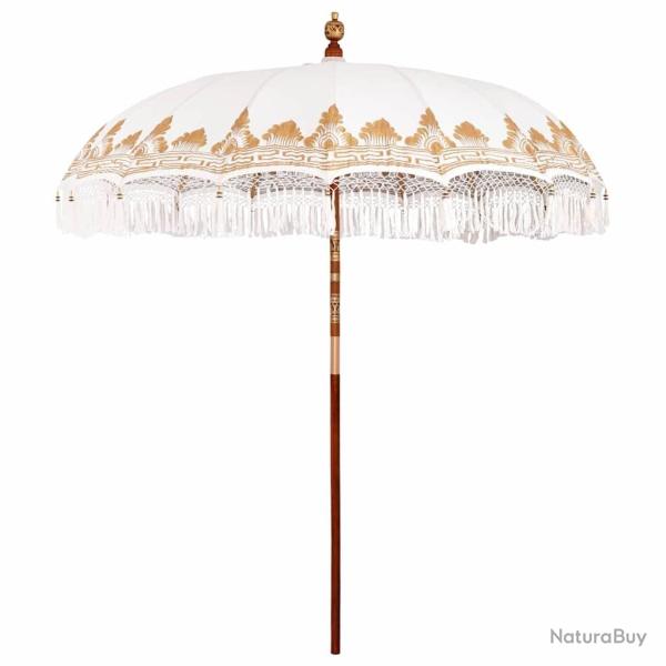 Parasol balinais Crme (210-220) x 260 cm Coton et bois massif