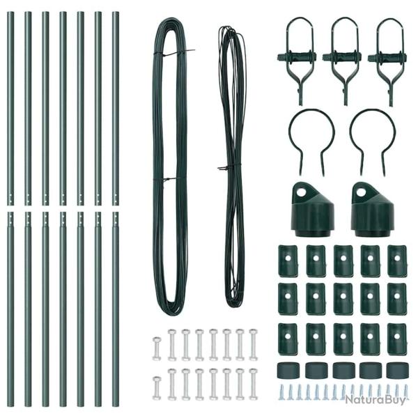 Ensemble de poteaux de cl�ture 7 pcs Vert �32mm 160 cm M�tal